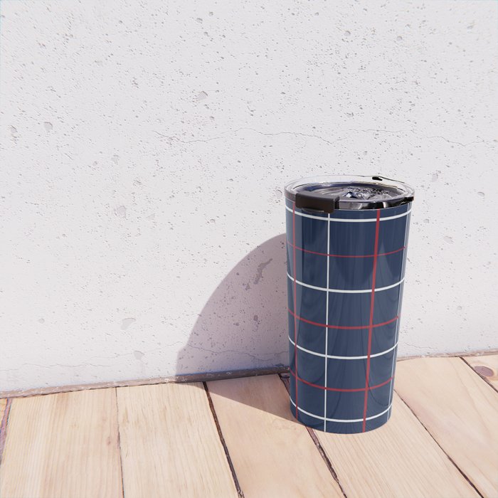 Navy Red White Tattersall Travel Mug Gallery Image 4