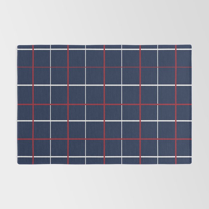 Navy Red White Tattersall Rug Gallery Image 2