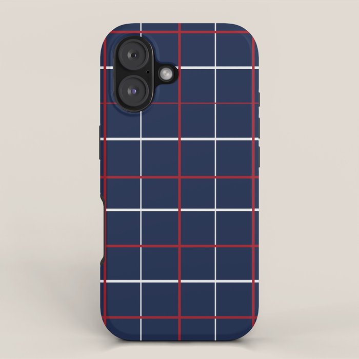 Navy Red White Tattersall iPhone Case Gallery Image 1