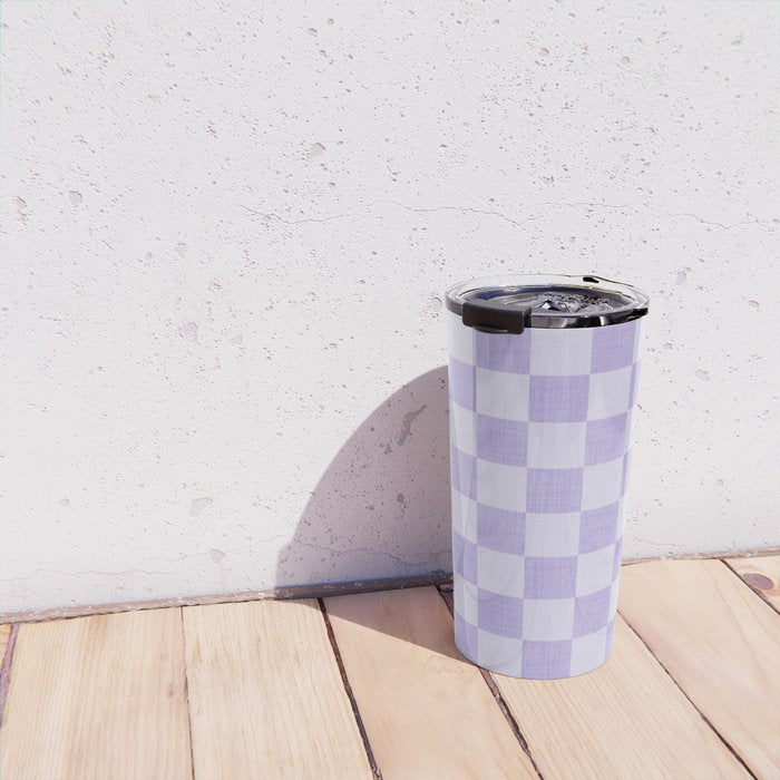 Linen Check Pattern - Lavender Travel Mug Gallery Image 4