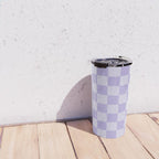 Linen Check Pattern - Lavender Travel Mug Gallery Image 4