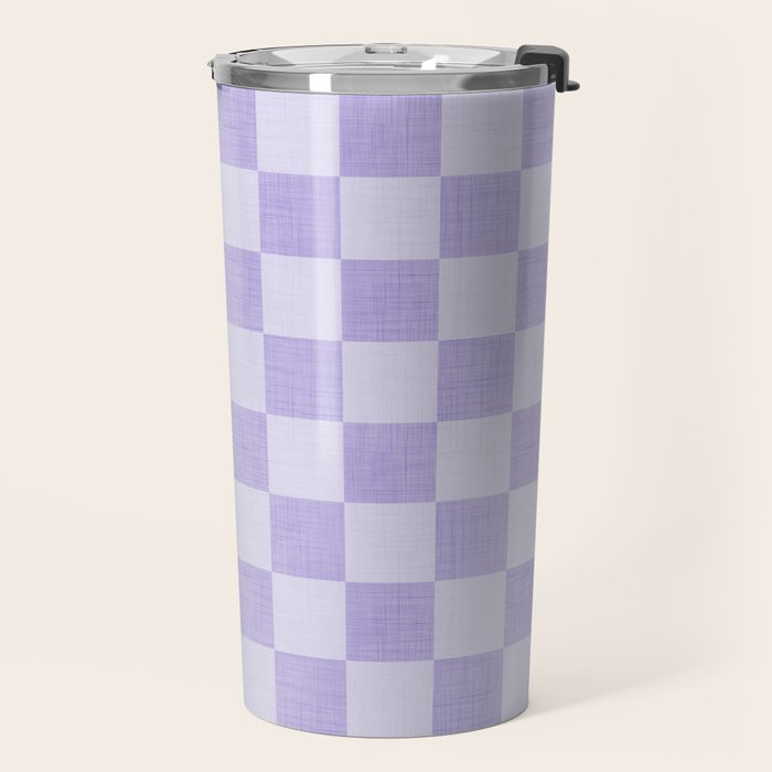 Linen Check Pattern - Lavender Travel Mug Gallery Image 2