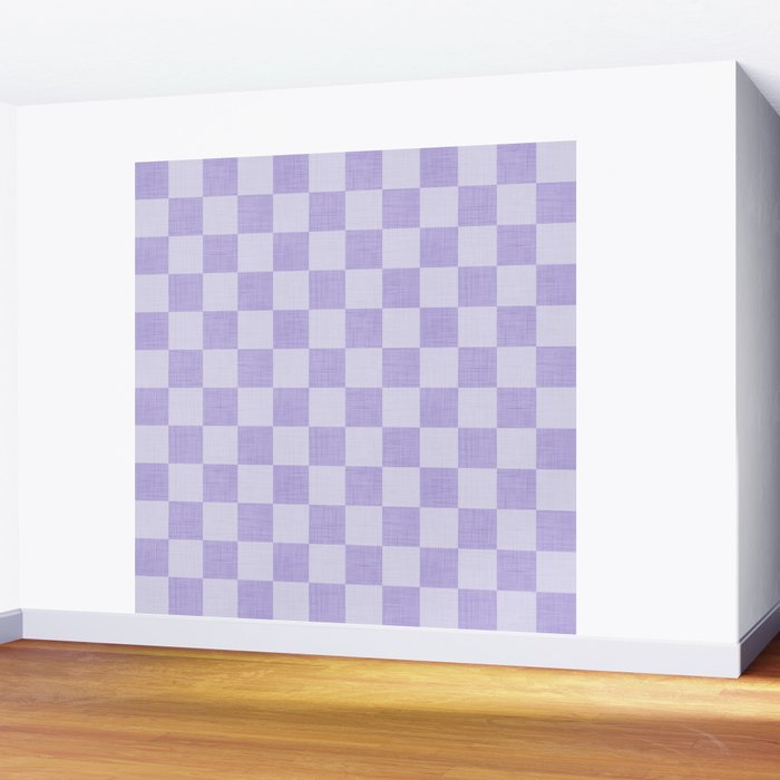 Linen Check Pattern - Lavender Wall Mural Gallery Image 2