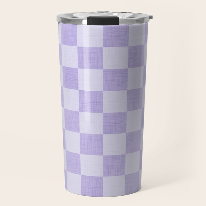 Linen Check Pattern - Lavender Travel Mug Gallery Image 1