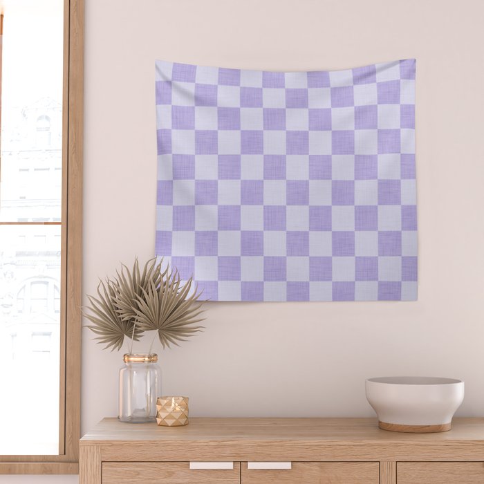 Linen Check Pattern - Lavender Wall Tapestry Gallery Image 2