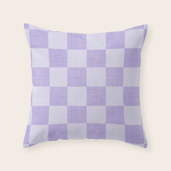 Linen Check Pattern - Lavender Throw Pillow Gallery Image 6