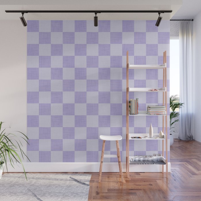 Linen Check Pattern - Lavender Wall Mural Gallery Image 1