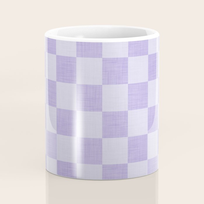 Linen Check Pattern - Lavender Coffee Mug Gallery Image 4
