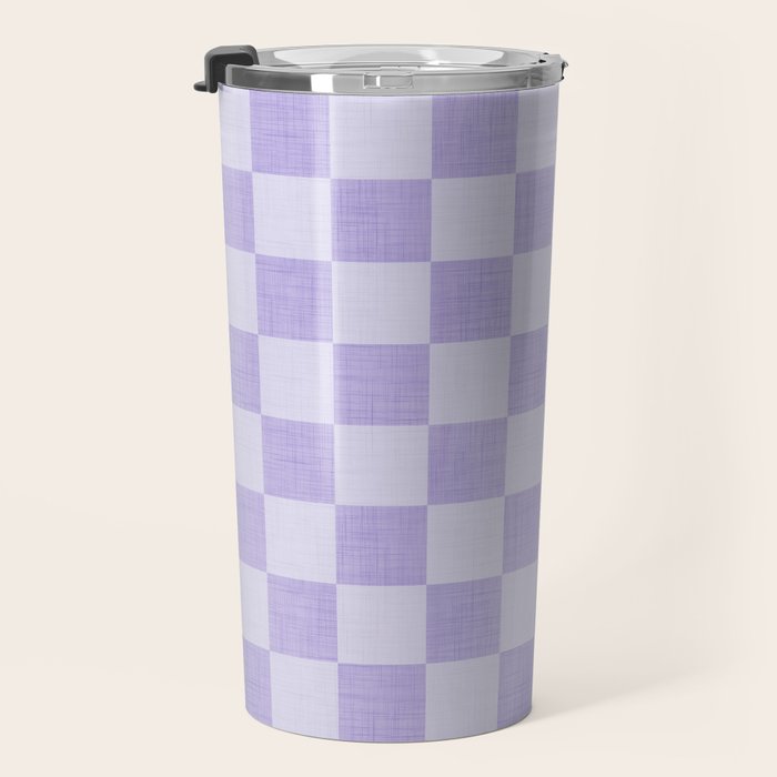 Linen Check Pattern - Lavender Travel Mug Gallery Image 3