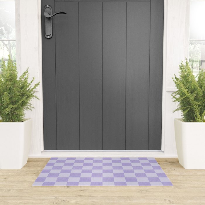 Linen Check Pattern - Lavender Welcome Mat Gallery Image 3