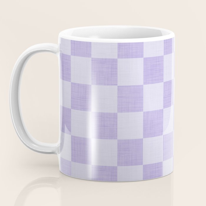 Linen Check Pattern - Lavender Coffee Mug Gallery Image 3