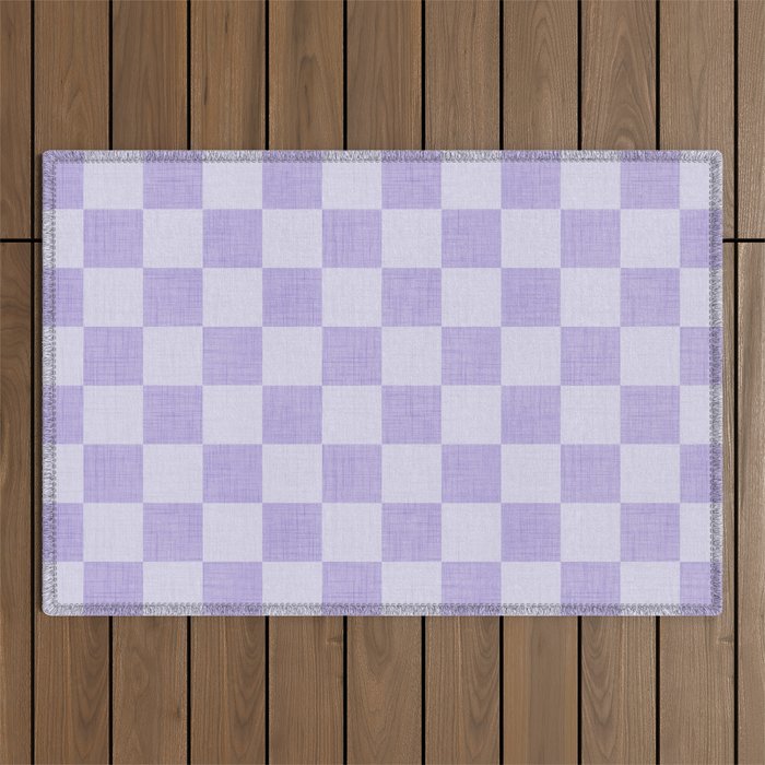 Linen Check Pattern - Lavender Outdoor Rug Gallery Image 1