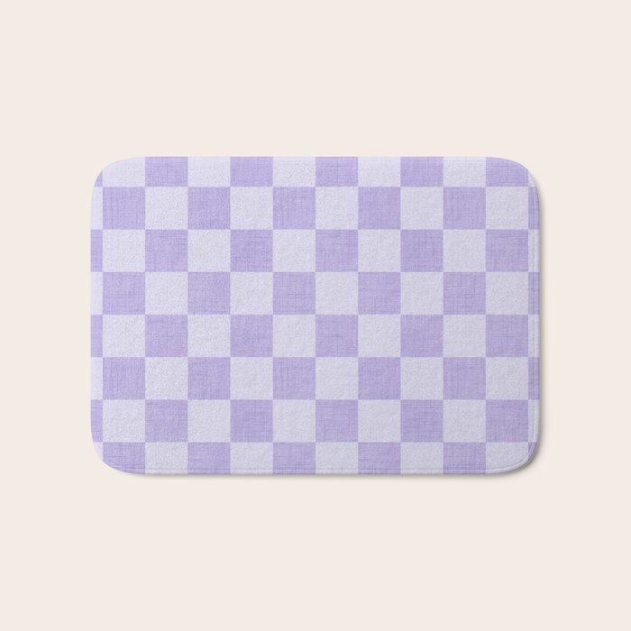 Linen Check Pattern - Lavender Bath Mat Gallery Image 1