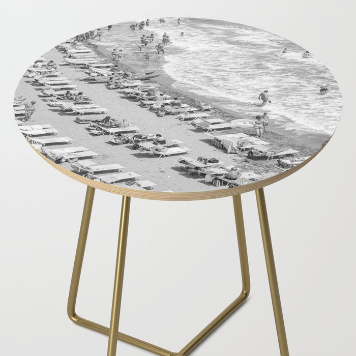 Beach Day in Italy | Black and White Travel Photography in Europe Art Print | Summer on the Coast in Naples Side Table Gallery Image 2