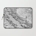 Beach Day in Italy | Black and White Travel Photography in Europe Art Print | Summer on the Coast in Naples Laptop Sleeve Gallery Image 1