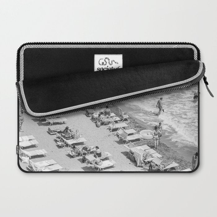 Beach Day in Italy | Black and White Travel Photography in Europe Art Print | Summer on the Coast in Naples Laptop Sleeve Gallery Image 2