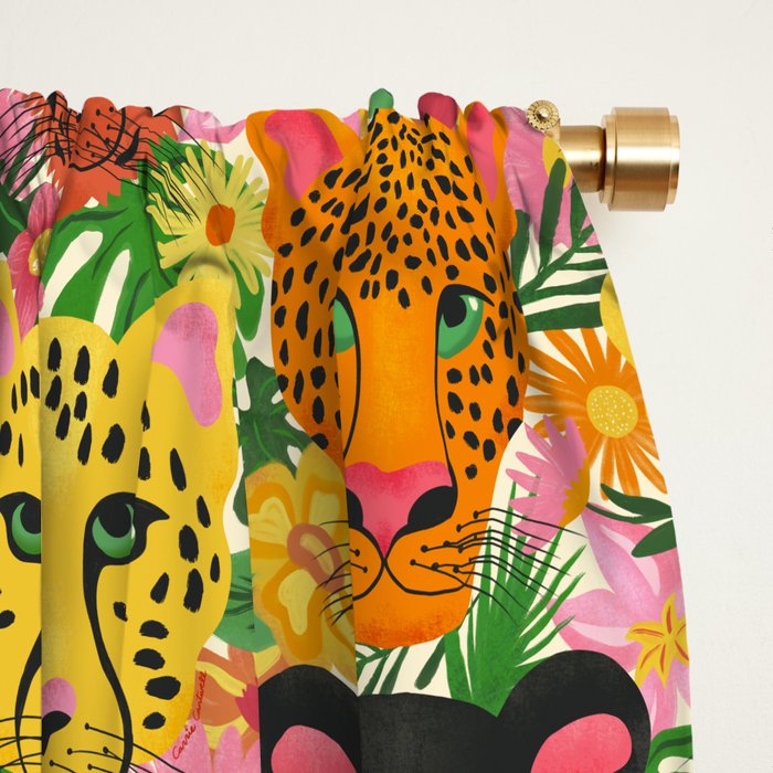 Maximalist Jungle Tiger Cheetah Leopard and Jaguar Window Curtain Gallery Image 2