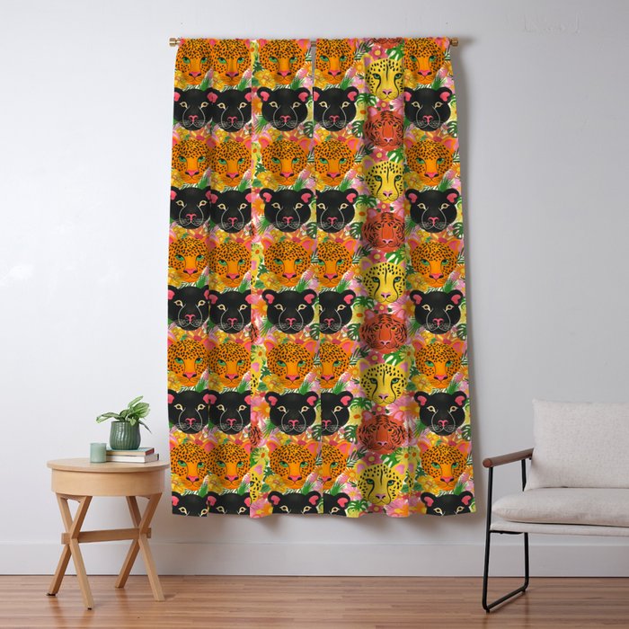Maximalist Jungle Tiger Cheetah Leopard and Jaguar Window Curtain Gallery Image 5