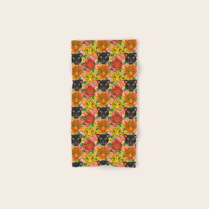 Maximalist Jungle Tiger Cheetah Leopard and Jaguar Bath Towel Gallery Image 1