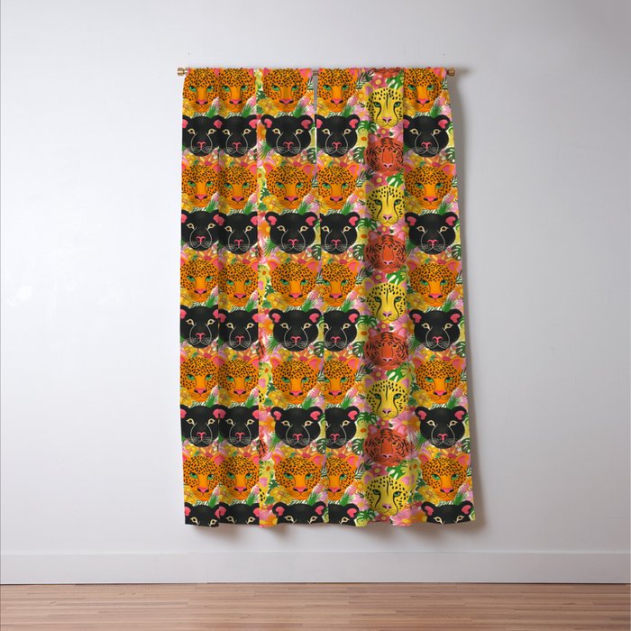 Maximalist Jungle Tiger Cheetah Leopard and Jaguar Window Curtain Gallery Image 3