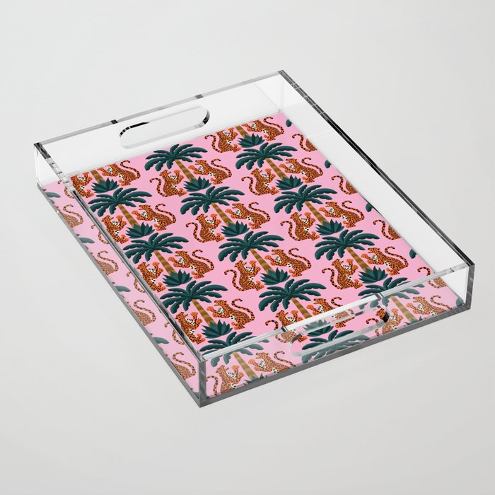 Jaguars and Palm Pattern Acrylic Tray Gallery Image 1