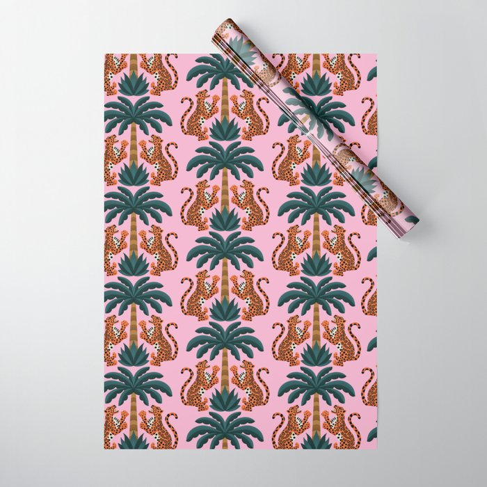 Jaguars and Palm Pattern Wrapping Paper Gallery Image 1
