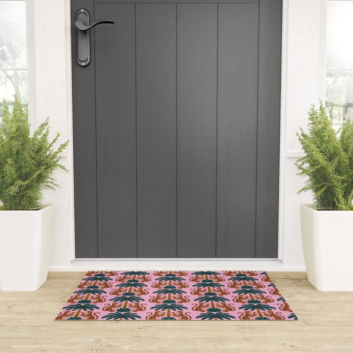 Jaguars and Palm Pattern Welcome Mat Gallery Image 3