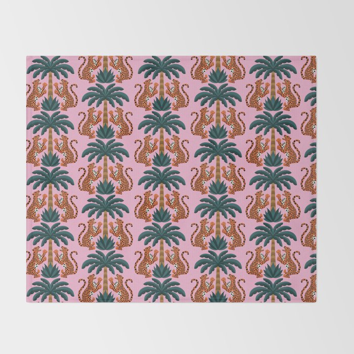 Jaguars and Palm Pattern Throw Blanket Gallery Image 2