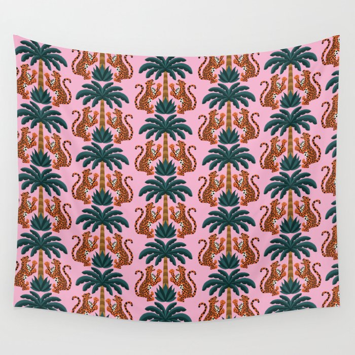Jaguars and Palm Pattern Wall Tapestry Gallery Image 4