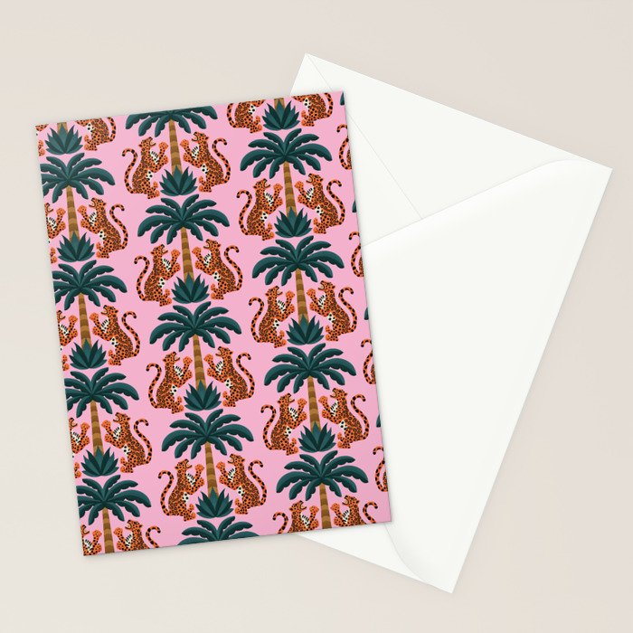 Jaguars and Palm Pattern Stationery Card Gallery Image 2
