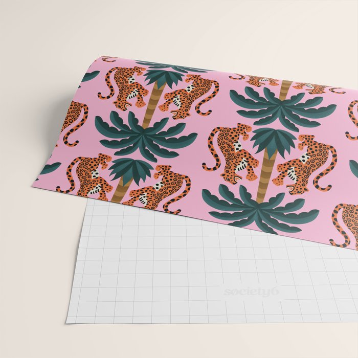 Jaguars and Palm Pattern Wrapping Paper Gallery Image 2