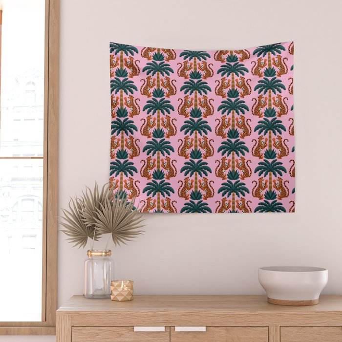 Jaguars and Palm Pattern Wall Tapestry Gallery Image 2