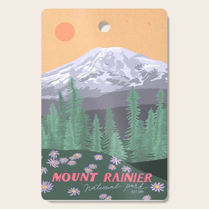 Mount Rainier National Park, Vintage Style Cutting Board Gallery Image 1