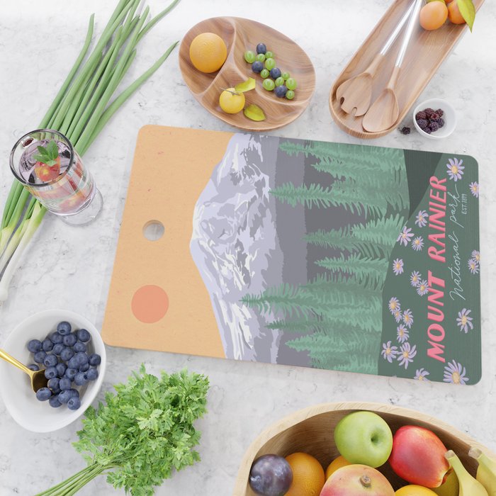 Mount Rainier National Park, Vintage Style Cutting Board Gallery Image 2