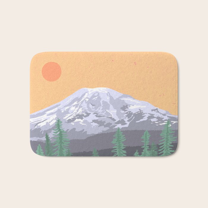 Mount Rainier National Park, Vintage Style Bath Mat Gallery Image 1