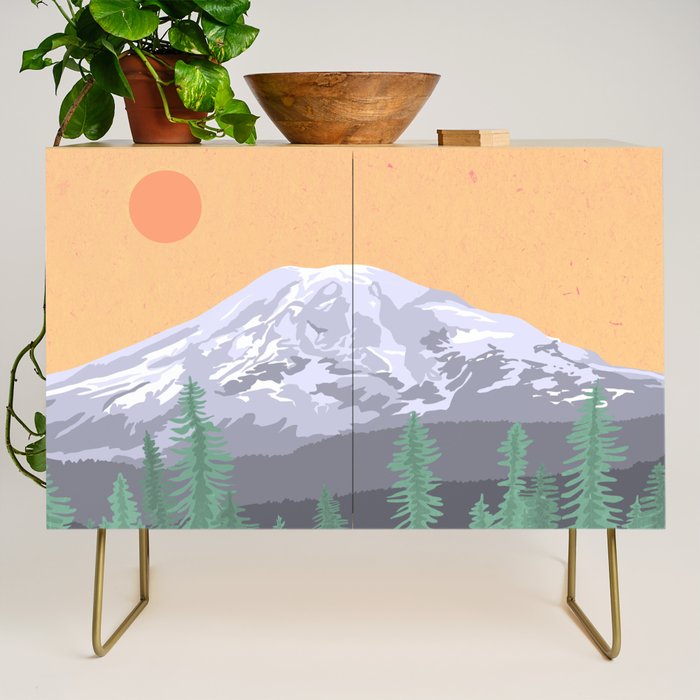 Mount Rainier National Park, Vintage Style Credenza Gallery Image 1