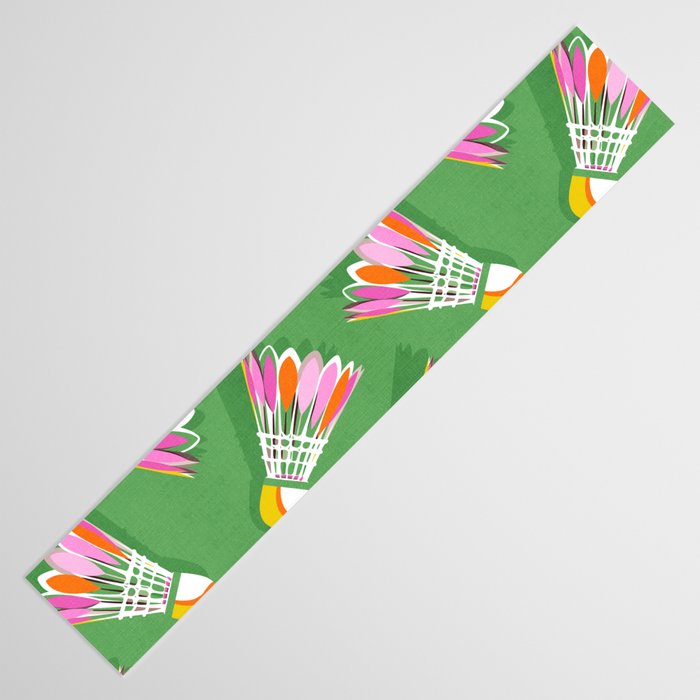 Badminton Birdie Pop Art court sport pattern on bright green Table Runner Gallery Image 3