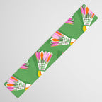 Badminton Birdie Pop Art court sport pattern on bright green Table Runner Gallery Image 3