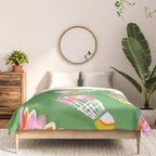 Badminton Birdie Pop Art court sport pattern on bright green Comforter Gallery Image 3