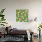 Badminton Birdie Pop Art court sport pattern on bright green Wood Wall Art Gallery Image 2