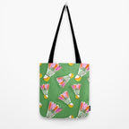 Badminton Birdie Pop Art court sport pattern on bright green Tote Bag Gallery Image 2