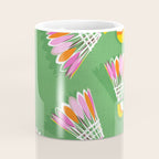 Badminton Birdie Pop Art court sport pattern on bright green Coffee Mug Gallery Image 4
