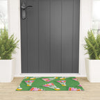 Badminton Birdie Pop Art court sport pattern on bright green Welcome Mat Gallery Image 3