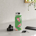 Badminton Birdie Pop Art court sport pattern on bright green Water Bottle Gallery Image 4