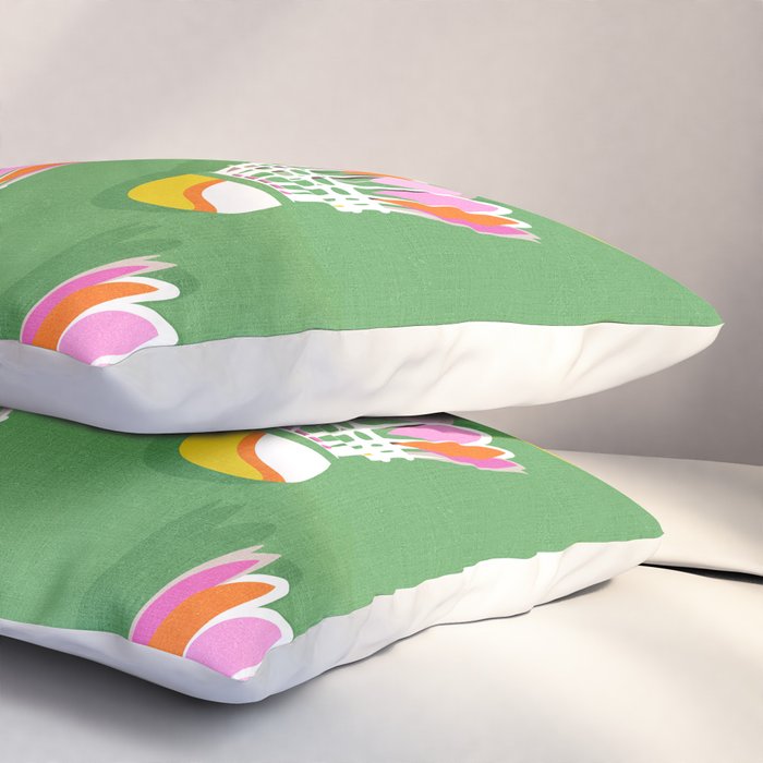 Badminton Birdie Pop Art court sport pattern on bright green Pillow Sham Gallery Image 3