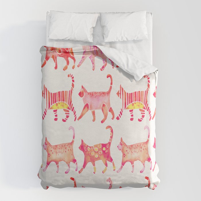 Cat Collection - Pink Palette Duvet Cover Gallery Image 1