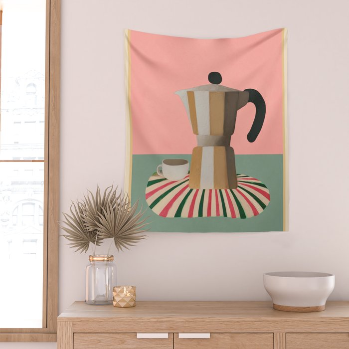 Moka Pot Still Life Wall Tapestry Gallery Image 2