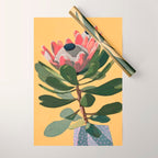Protea Bloom with Sage Leaves Wrapping Paper Gallery Image 1