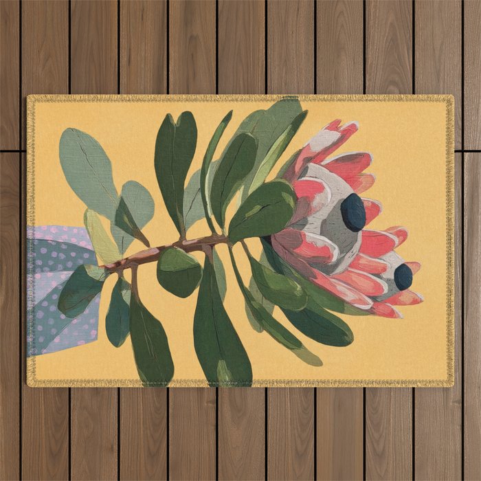 Protea Bloom with Sage Leaves Outdoor Rug Gallery Image 1