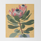 Protea Bloom with Sage Leaves Throw Blanket Gallery Image 2
